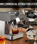 Compact Espresso Machine With 20 Bar Pump And Manual Steam Milk Frother For Classic Lattes And Iced Coffee With Bright Lcd Panel Serves Straight Fire Sips At Home The Absolute Game Changer Every Coffee Crew Needs Right Now, 58mm commercial extraction system brewing iced coffee.