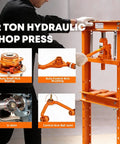 12 Ton Hydraulic Shop Press Built Tough Heavy Duty H Frame Floor Press With Movable Plates And 5 Hole Adjustable Throat