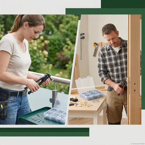 630-Piece Pop Rivets Assortment Kit with Aluminum Blind Rivets and Steel Mandrel in use for DIY projects