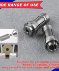 Die Grinder Collet Kit Four Piece Set For 1/8 And 1/4 Inch Bits Includes 3mm And 6mm Collets on gray surface