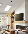 Living room with Matte Black Chandelier For Dining Room Living Room Foyer And Kitchen Island With 8 Lights Modern Farmhouse Rustic Industrial Pendant Light Fixture For Ceiling Mount Dope Vibe That Slaps.