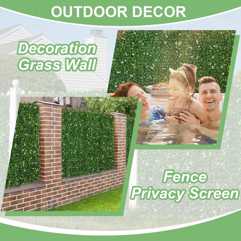 Six Pack 20 Inch By 20 Inch Artificial Grass Wall Panels Greenery Backdrop Set Boxwood Leaves For Indoor Or Outdoor Decor