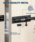 6 Inch Heavy Duty Slide Bolt Latch Built To Last In SUS304 Stainless Steel Barrel Bolt Lock for barn doors, matte black, close-up view