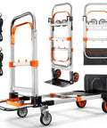 3 In 1 Folding Hand Truck Dolly Cart With Wheels Built Tough Heavy Duty Aluminum Collapsible Moving Cart 600 Lbs Capacity Convertible Dolly