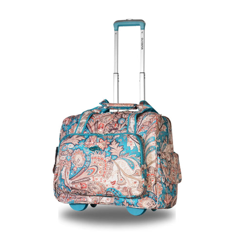 Multicolor paisley Lightweight Rolling Overnight Bag With Laptop Compartment for Weekender Travel Carry On Luggage with wheels