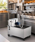 VEVOR Commercial Mobile Fryer Filter Truck Cart 55 Liter Oil Filtration System in a stainless steel kitchen setting.