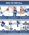 Step-by-step setup of Cabinet Hardware Jig For Handles, Knobs, And Pulls, Pro Grade Punch Locator Drill Guide Template.