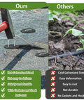 Comparison of Heavy Duty U Shaped Galvanized Landscape Fabric Pins 200 Pack and competitors, showing durability and rust resistance.