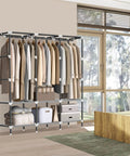 Built Tough Portable Wardrobe Closet For Bedroom With 19mm Steel Pipe Frame, Black And Sturdy Organizer fully assembled by window