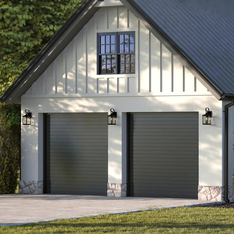 Outdoor Wall Lantern 1 Light Clear Beveled Glass Textured Black Finish Farmhouse New Traditional Style on garage exterior