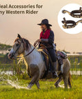 Cowboy riding a horse with Western Cowboy Boots Spurs With Rotatable Gear Antique Copper And Brass Finish Engraved Trims