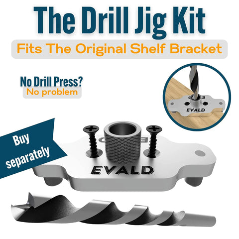 Drill jig kit with screws and bit for 6 Inch Floating Shelf Bracket Set With Hidden Supports And Screws For Home And Office Decor