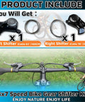 Premium 3x7 Thumb Shifter Set With TX-30 Levers For 7 Speed Bicycles, showing left and right shifters and gear cables