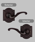 Entry Door Lever Handle With Keyed Lock And SmartKey Re-key Technology, Reversible Exterior Door Hardware In Venetian Bronze