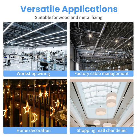 Versatile applications of One And A Quarter Inch Bridle Rings 30 Pack Heavy Duty Steel Cable Hangers for various wiring uses.