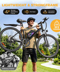 Man lifting Electric Bike For Adults And Teens Foldable 14 Inch Commuter Ebike And 26 Inch Mountain Bike With 1000W Peak Motor