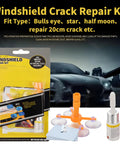 Pro Grade Windshield Crack Repair Kit Four Pack With Enhanced Injection Head And Suction Cup, packaging and components shown.