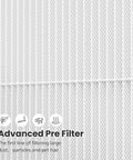 2 Pack E-200 Air Filter Replacement For E-200 Purifier With 3 Stage Filtration mesh pre-filter close-up