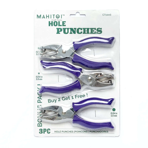 Durable Heavy Duty Hole Punch Set with handy soft grip handles for scrapbooking and crafts, includes star, circle, heart shapes
