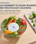 Produce Cleaner For Fruits And Veggies Upgraded Washing Device with veggies in glass bowl, table setting