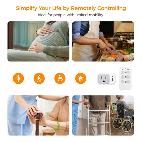 Remote Control Outlet For Indoor Lights And Small Appliances With 3 Outlets Plug In Wall Switch Easy Pre Paired Remote 100ft RF Range