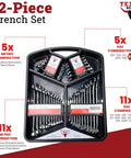 32 Piece Chrome Vanadium Wrench Set With SAE And Metric Sizes, Quick Access Hanging Tray with organized wrenches
