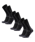 Five pairs of Merino Wool Hiking Socks For Men And Women Anti Blister Outdoor Socks With Heavy Cushioning Black And Gray Large Size