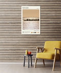 Hanalei Bay Sunset Outrigger Canoe Silhouette Canvas Print Wall Art in modern living room with yellow chair, unframed 24x36 inch