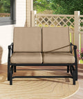 Two Person Patio Glider Bench With Comfy Cushions And Breathable Fabric, Outdoor Rocking Loveseat For Porch Or Poolside