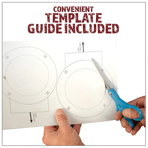 Hands using template guide for Heavy Duty Cyclone Dust Separator Kit For 4 Inch Hose With Shop Vacuum And Dust Collector Bucket System