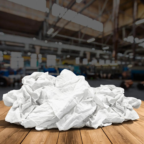 Recycled White T Shirt Cleaning Rags Bulk 50 Lb Box High Absorbency For Oil Spills Grease Paint Auto Detailing