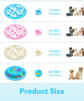 Comparison chart of splash pads, featuring the 60 Inch Splash Pad Water Toy For Kids And Toddlers, Sea Themed, with dogs and a child.