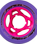 FreakyFast Indoor Speed Quad Skate Wheels Set Of Eight 62mm By 44mm Racing Urethane With Race Thane Tech, Purple wheel close-up