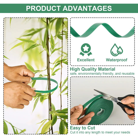 Reusable Green Plant Tape For Climbing Plants, 6 Rolls, 196 Ft Total, Adjustable Soft Garden Ties For Indoor And Outdoor Plants