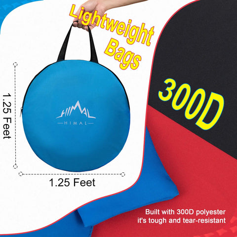 Portable Foldable Cornhole Boards Set 3 By 2 Feet With Carrying Case Quick Setup Lightweight And Stowable shown with blue bag