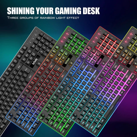 Wireless Gaming Keyboard And Mouse Combo With LED backlit rechargeable 3800mAh battery mechanical feel anti-ghosting keyboard