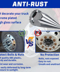33mm Thread On Spike Lug Nut Covers For Semi Trucks Chrome ABS Plastic Pointed Screw On Lug Nut Caps Pack Of 20 demonstration