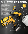 Heavy Duty Cordless Paint Sprayer For House Painting With Two 4000 Mah Batteries and detailed features labelled.