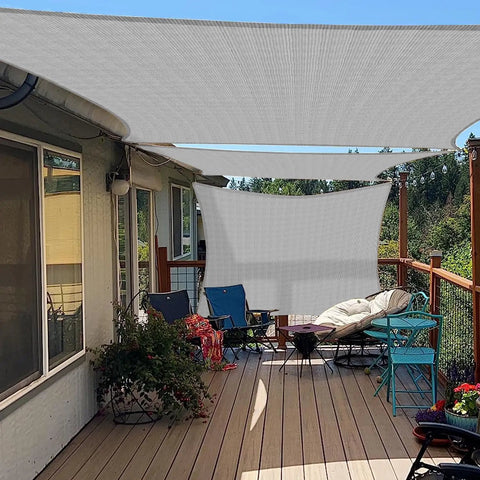 13 Foot by 13 Foot Sun Shade Sail Rectangle Canopy for Patio Backyard Garden Outdoor UV Block Breathable 180GSM Poly Fade Resistant Gray