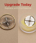 Watch Balance Wheel Alloy Full Swing Movement Part For Repairs 8205 Gear Hairspring And Gear Set Golden Finish Durable Watch Repair Accessories Kit For Precision Timepiece Maintenance, shown with packaging
