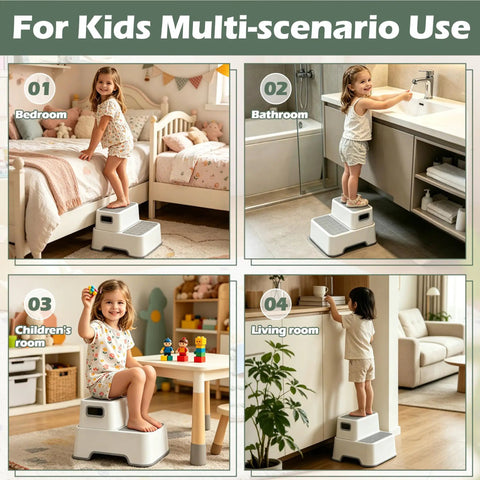 Rock Solid Toddler Step Stool For Bathroom Sink With Super Grippy Non Slip Base And Double Layer Platform Giving Little Ones Safe Counter Height Access In Classic Gray