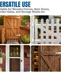 Tough As Nails 8X4 Inch 316 Marine Grade Stainless Steel T Hinges 2 Pack Heavy Duty Gate Hinges displayed on wooden gates.