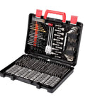 Open case of All In One 318 Piece Drilling And Driving Kit With Color Coded Bits High Speed Steel And CRV Bits