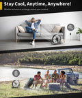 Battery Powered Floor Fan With 15600mAh Rechargeable Battery, 12 Inch Black High Velocity Drum Fan For Indoor Outdoor Use