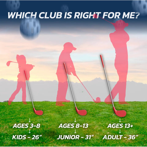 Backyard Golf Club With Oversized Head For Easy Swings, hit plastic or foam balls, right handed adult 13 plus, size options for kids and juniors