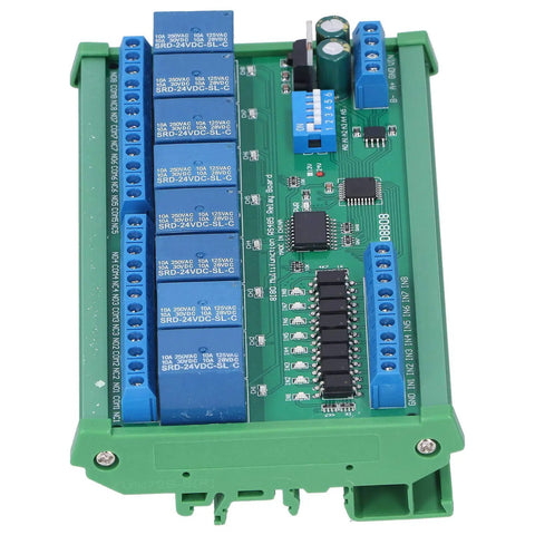 RS485 Relay Board 24V Industrial Relay Module With 8 Inputs And 8 Outputs DIN Rail PLC Expansion for control