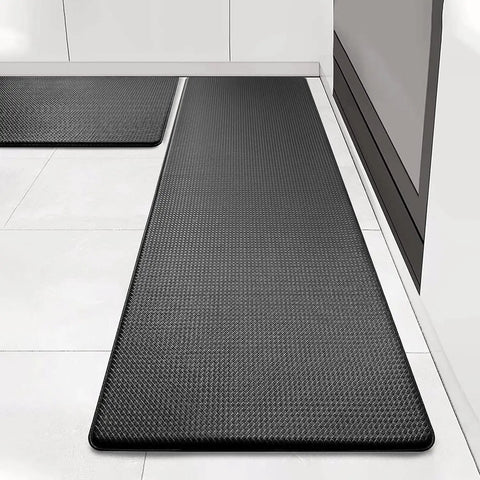 Non Slip Kitchen Floor Mats Set Of 2 With Cushioned Anti Fatigue Memory Foam Ergonomic Standing Mats Waterproof Black