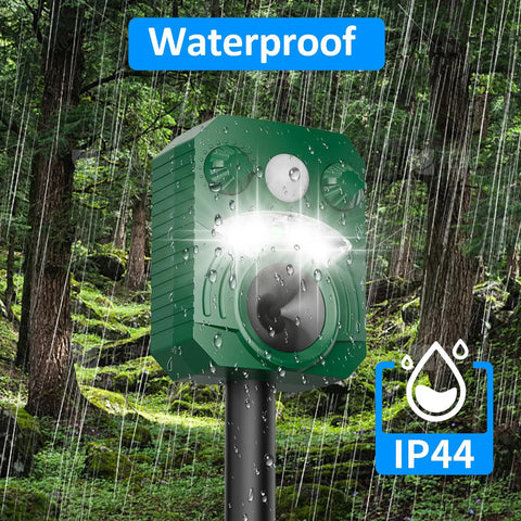 Solar Powered Outdoor Animal Repeller 2 Pack Ultrasonic Pest Deterrent With Motion Sensor And Flashing Light Waterproof Design Usb Charging Dual Power For Your Yard Guard Against Cats Deer Dogs Squirrels Easy Install Green waterproof IP44