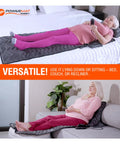 Woman using Full Body Massage Mat With Heat And Shiatsu Vibration for bed and chair, showcasing versatility with 9 modes and intensities.