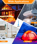 Ficstar 20ft heated RV water hose; collage shows home, RV, trailer, and camper scenes with -40°F thermometer